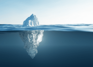 Ninety per cent of an iceberg is underwater, representing our personal beliefs, values and attitudes, the area where HOP works.